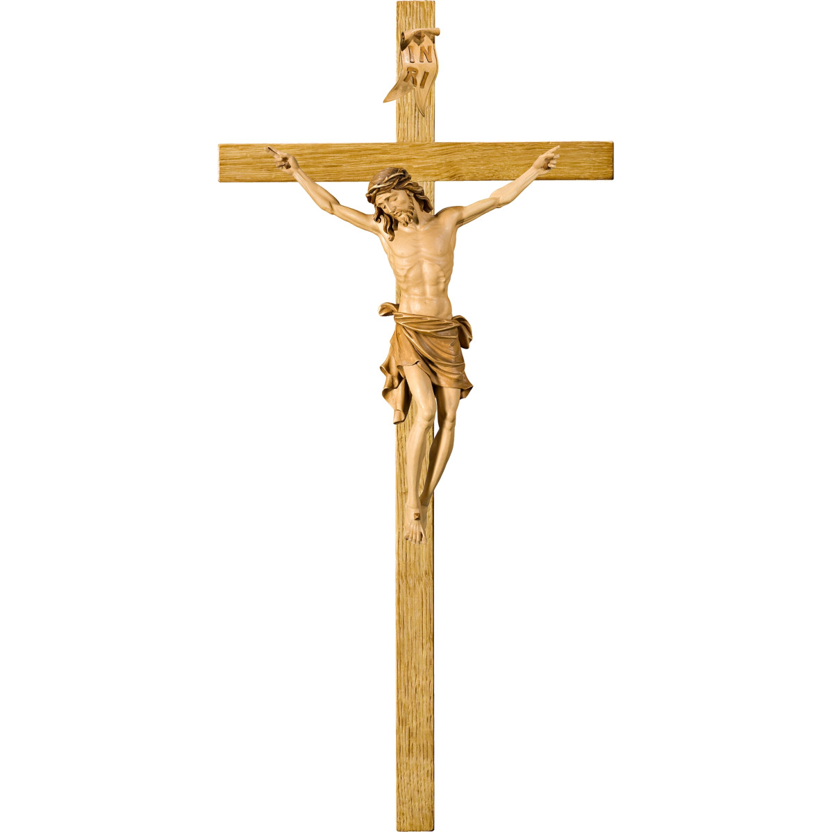 Cristo Pisa en cruz de roble